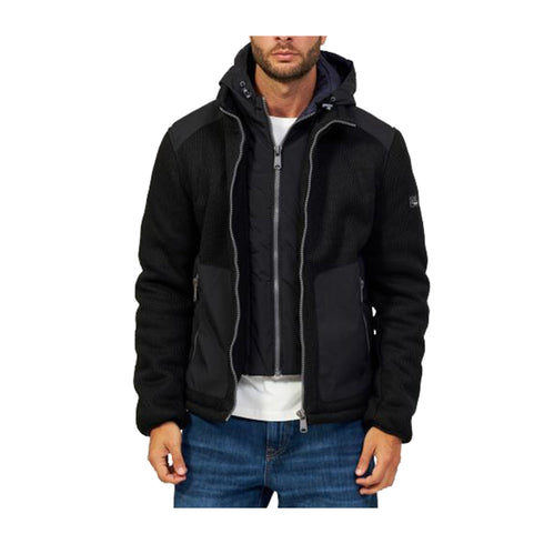 Yes Zee Giacca leggera Giubbino Uomo in tricotina con pettorina Nero - Francavilla Moda